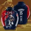 NFL New England Patriots N'Keal Harry Blue Red Stripes Pullover Hoodie