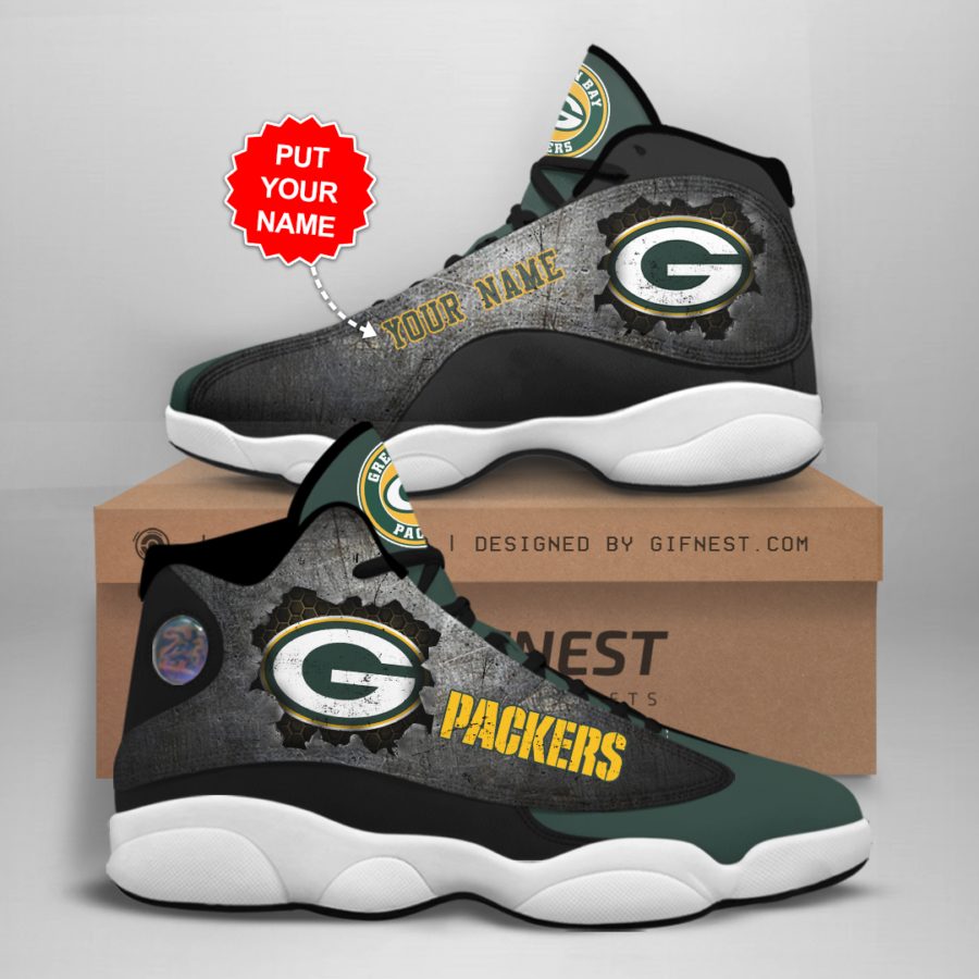 NFL Green Bay Packers Custom Name Air Jordan 13 Shoes V1 NFL Green Bay Packers Custom Name Air Jordan 13 Shoes V1