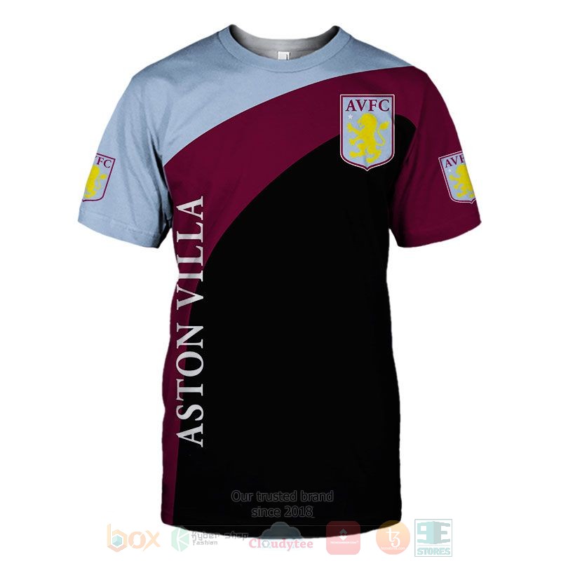Aston Villa FC Claret Blue Black T-Shirt