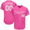 Custom Pink White Baseball Jersey