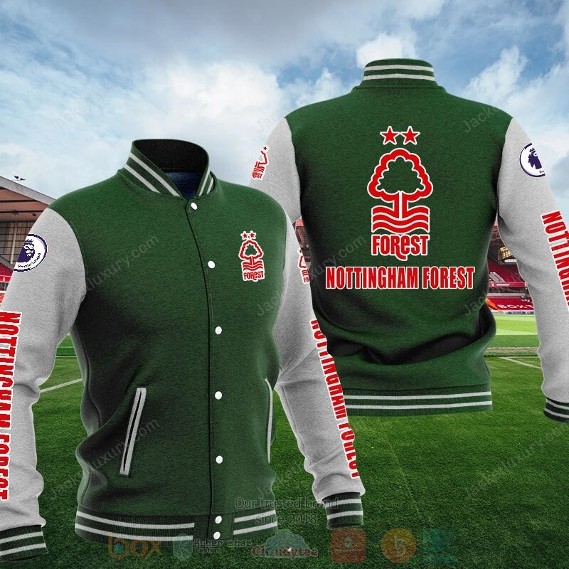 Nottingham Forest FC Green Grey Baseball Jacket Nottingham Forest FC Green Grey Baseball Jacket