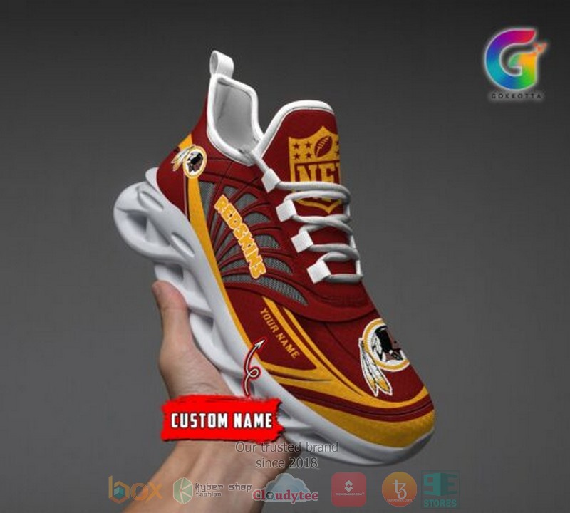 NFL Washington Redskins Custom Name Brown Golden Max Soul Shoes NFL Washington Redskins Custom Name Brown Golden Max Soul Shoes