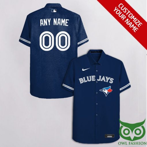 MLB Toronto Blue Jays Custom Name Number Dark Blue Hawaiian Shirt
