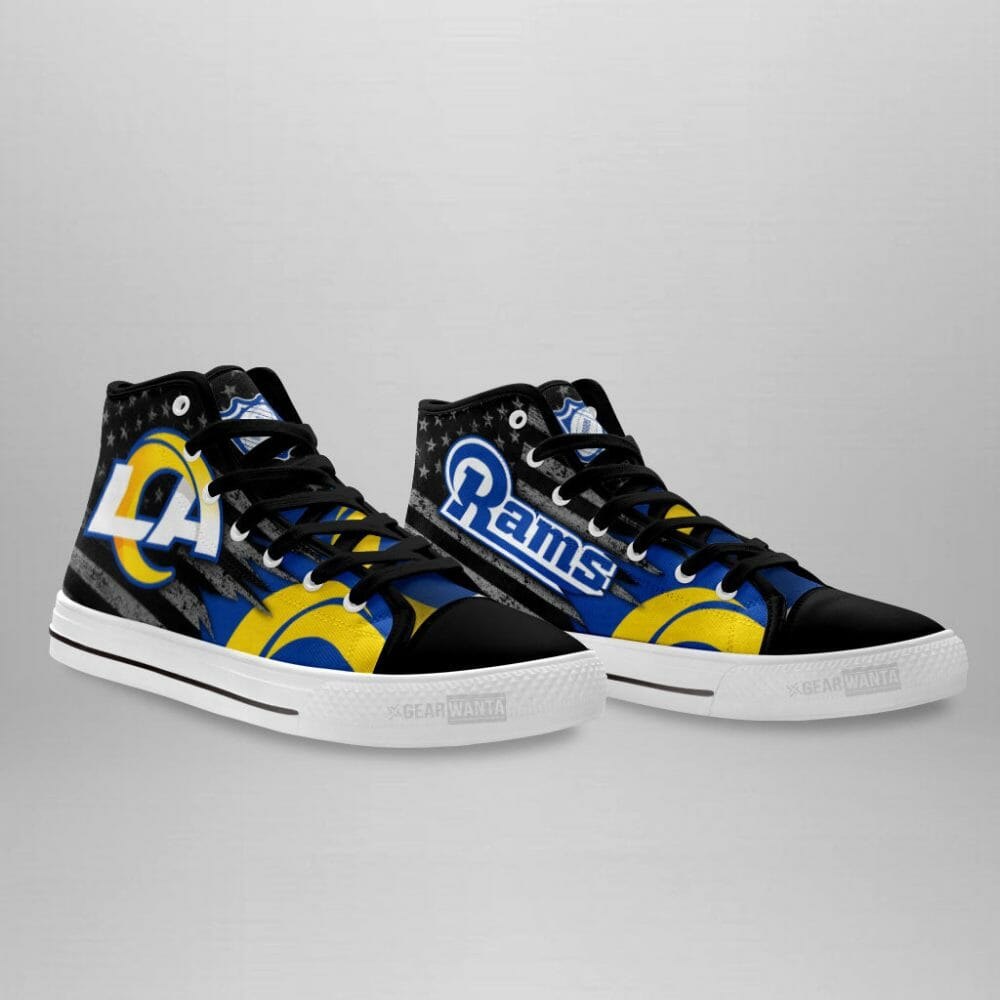NFL Los Angeles Rams Custom American Flag High Top Shoes NFL Los Angeles Rams Custom American Flag High Top Shoes