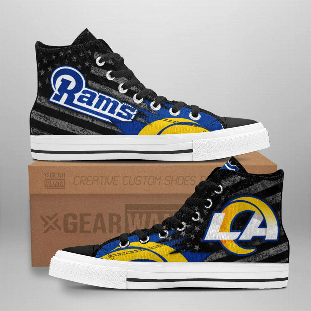 NFL Los Angeles Rams Custom American Flag High Top Shoes NFL Los Angeles Rams Custom American Flag High Top Shoes