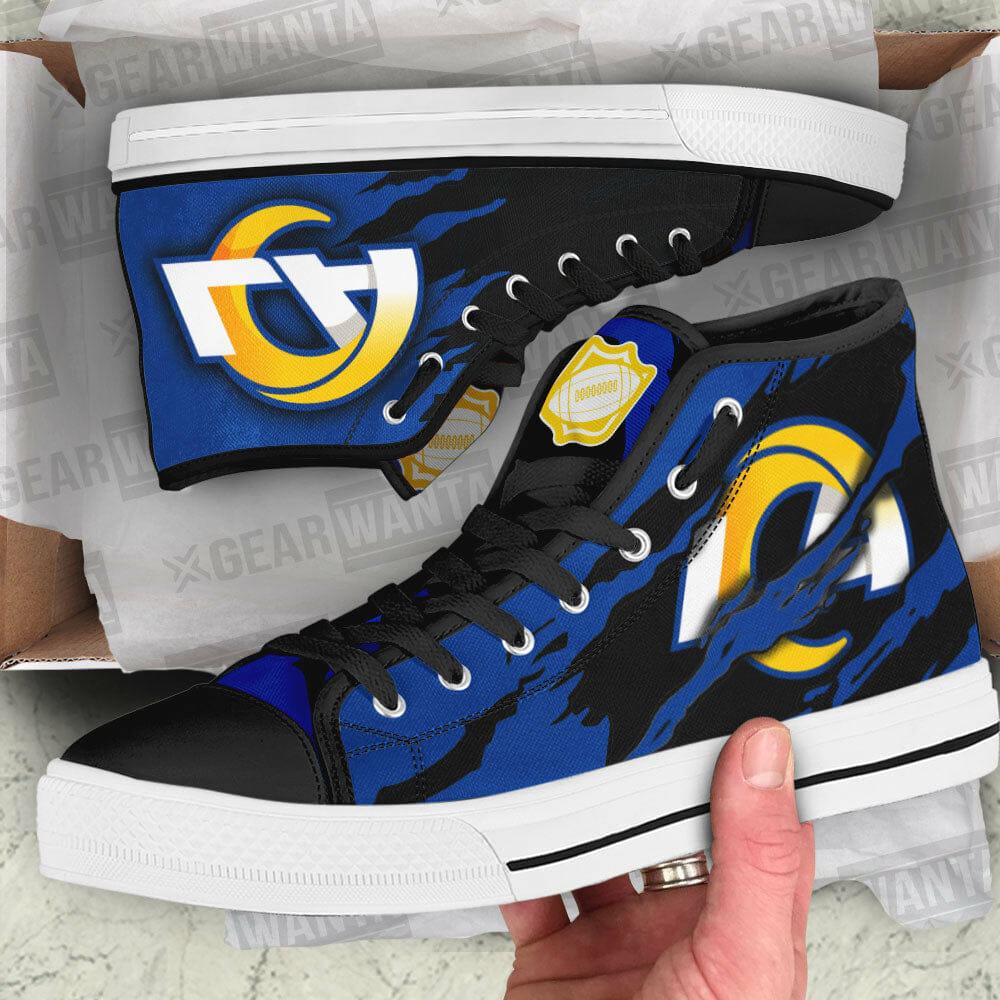 NFL Los Angeles Rams Blue Scratch High Top Shoes