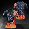 NFL New England Patriots American Flag Skull Polo Shirt V2