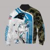 NFL Carolina Panthers White Blue Camo Bomber Jacket