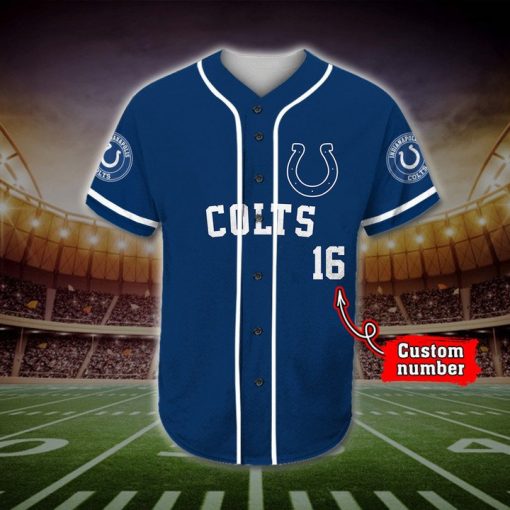 NFL Indianapolis Colts Custom Name Number Blue Baseball Jersey V3