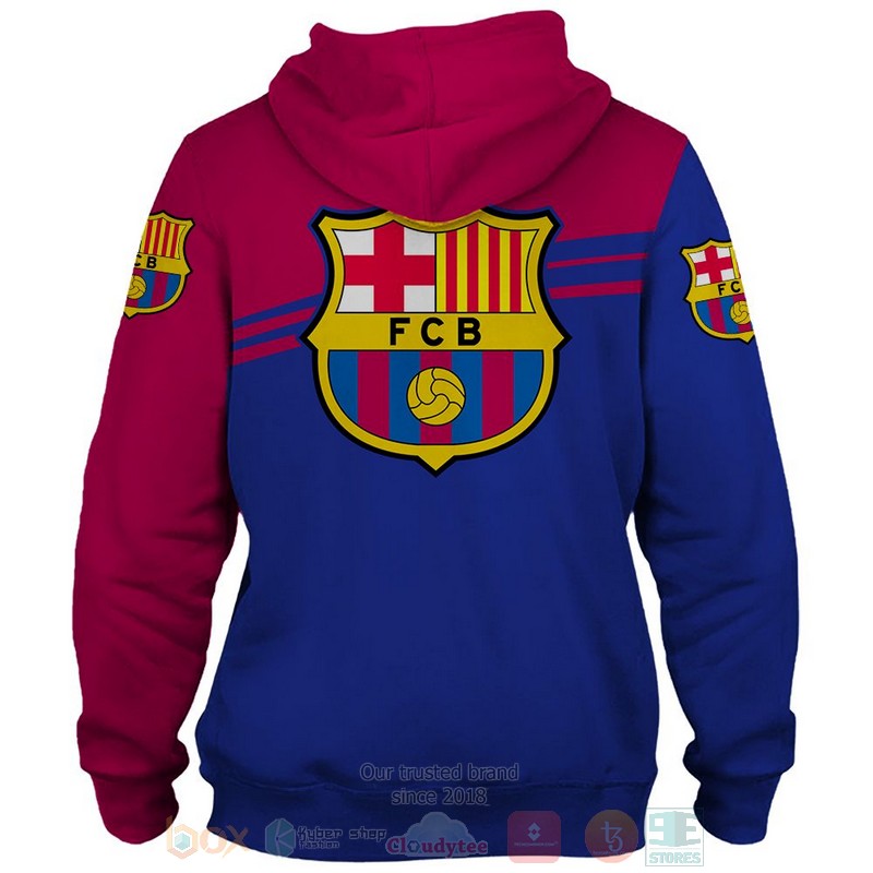 FC Barcelona Hoodie – Official Barca Full Zip For Men & Youth, Maroon Polyester