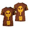 NFL Washington Commanders Red Yellow Halloween Jack Skellington T-Shirt