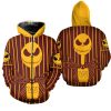 NFL Washington Commanders Red Yellow Halloween Jack Skellington Zip Up Hoodie