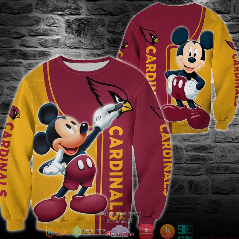 NFL Arizona Cardinals Mickey Red Gold Sweatshirt NFL Arizona Cardinals Mickey Red Gold Sweatshirt