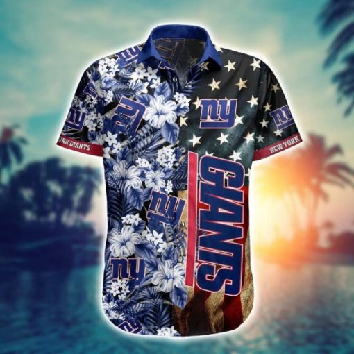 NFL New York Giants America Flag Flowers Hawaiian Shirt