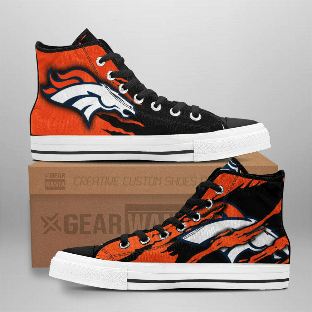 NFL Denver Broncos Orange Black High Top Shoes NFL Denver Broncos Orange Black High Top Shoes