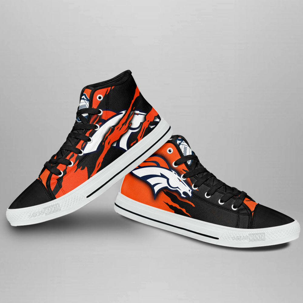 NFL Denver Broncos Orange Black High Top Shoes NFL Denver Broncos Orange Black High Top Shoes