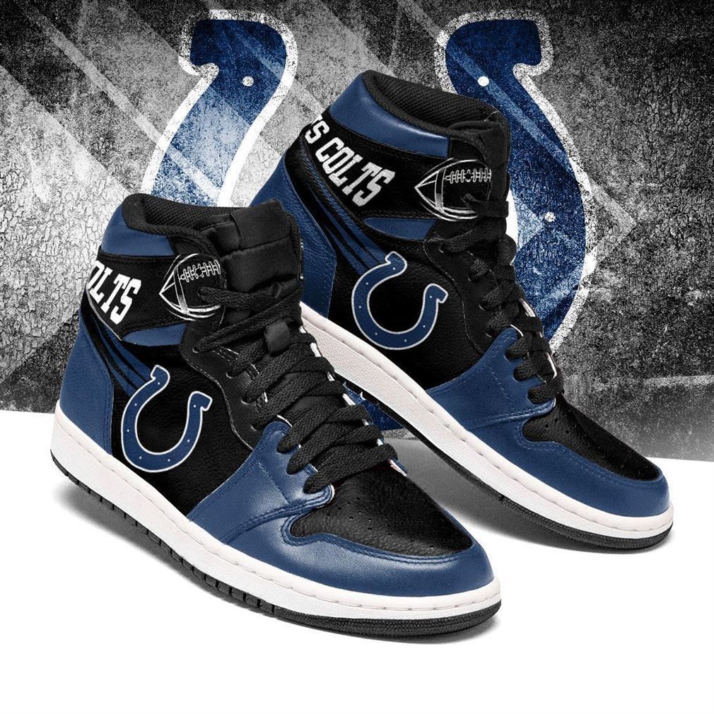 NFL Indianapolis Colts Blue Black Air Jordan 1 High Sneakers NFL Indianapolis Colts Blue Black Air Jordan 1 High Sneakers