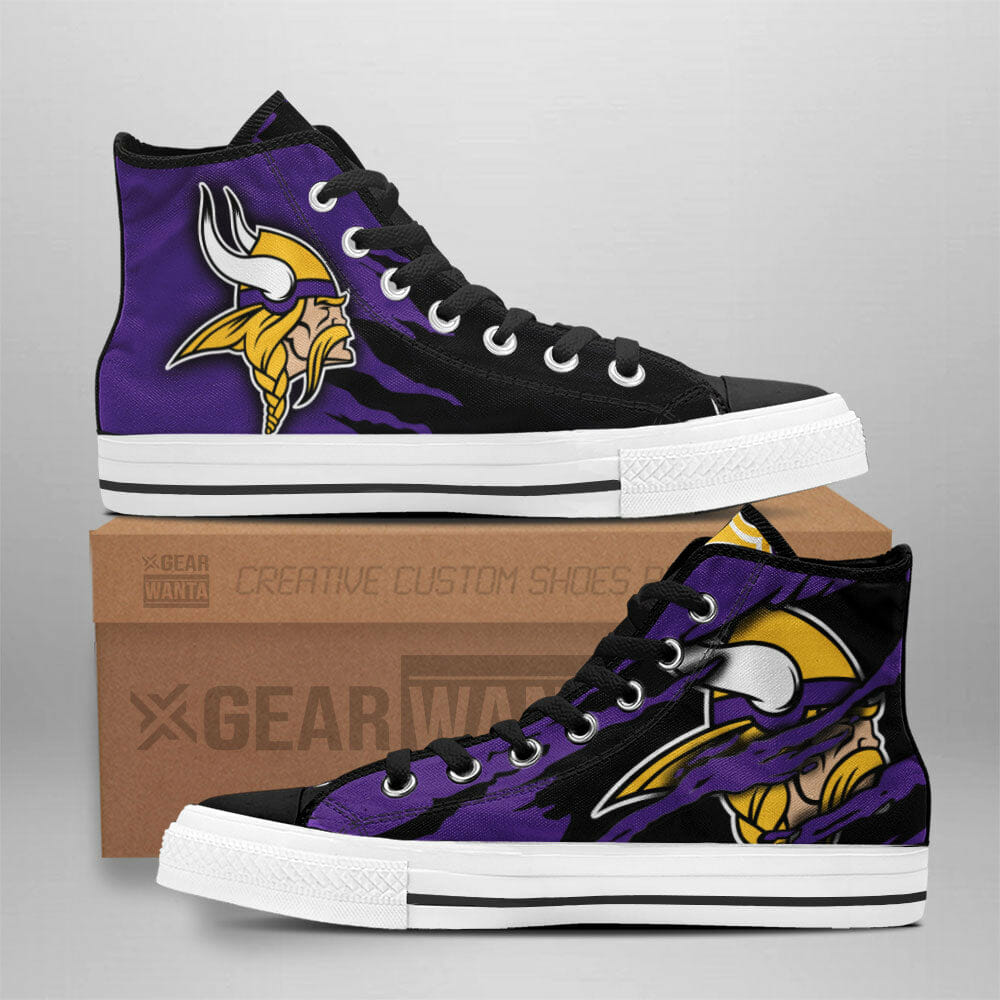 NFL Minnesota Vikings Purple Scratch Logo High Top Shoes