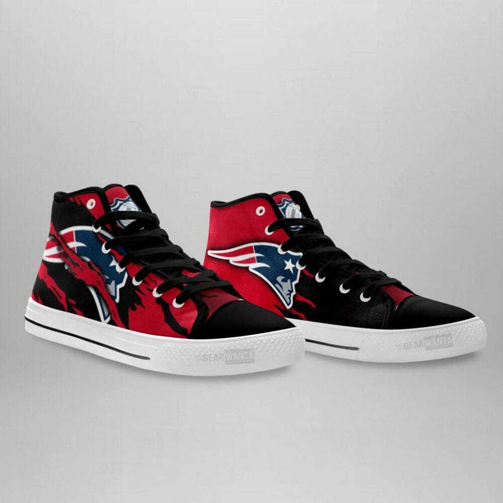 NFL New England Patriots Red Black Scratch High Top Shoes