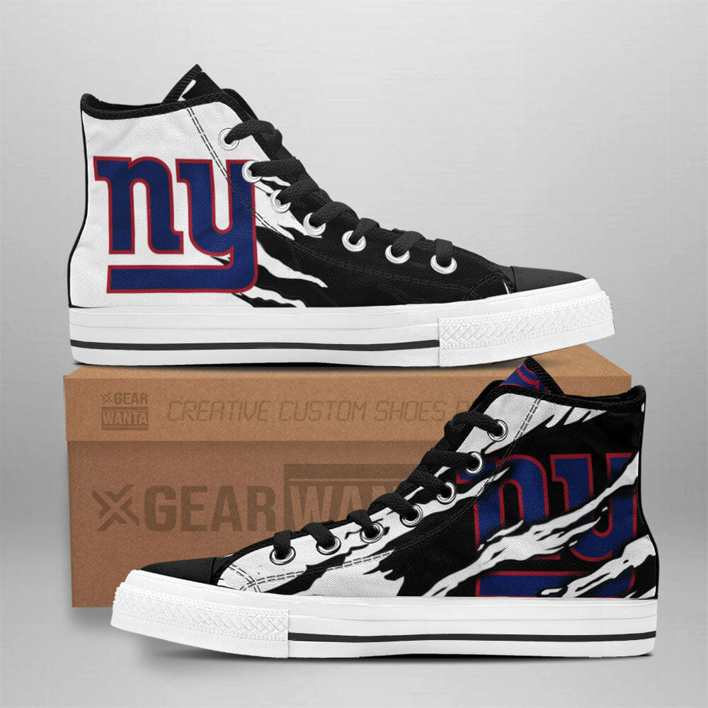 NFL New York Giants Black White High Top Shoes NFL New York Giants Black White High Top Shoes