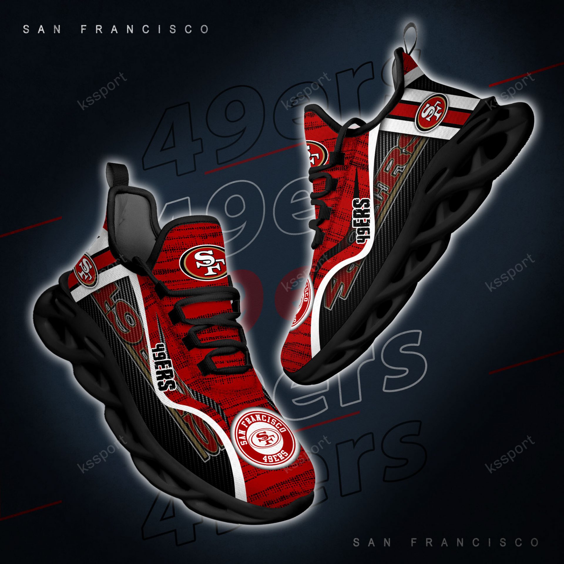 NFL San Francisco 49ers Red Logo Sneakers Max Soul Shoes NFL San Francisco 49ers Red Logo Sneakers Max Soul Shoes