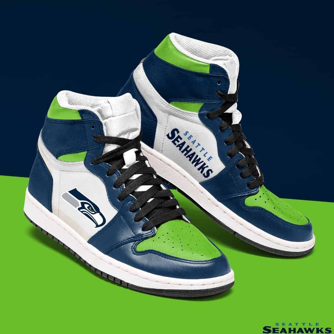 NFL Seattle Seahawks Green Navy Air Jordan 1 High Sneakers V3 NFL Seattle Seahawks Green Navy Air Jordan 1 High Sneakers V3