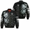 NFL Las Vegas Raiders Silver Skull Black Bomber Jacket V3