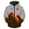 NFL Cleveland Browns Grey Orange Zip Up Hoodie