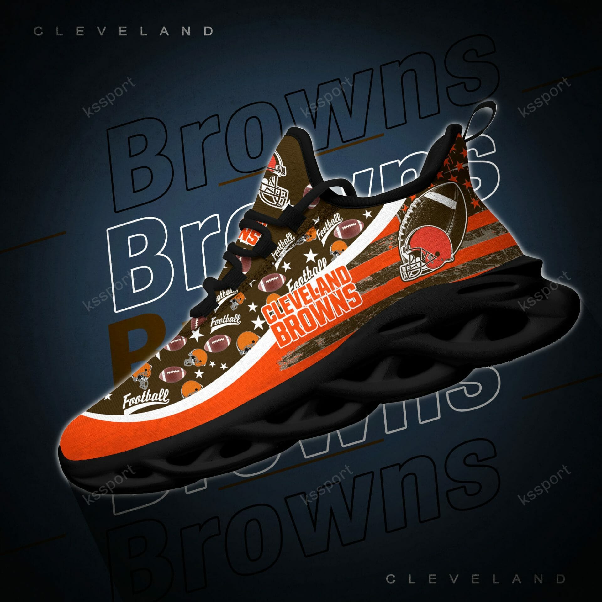 NFL Cleveland Browns Brown Orange Max Soul Shoes V4 NFL Cleveland Browns Brown Orange Max Soul Shoes V4