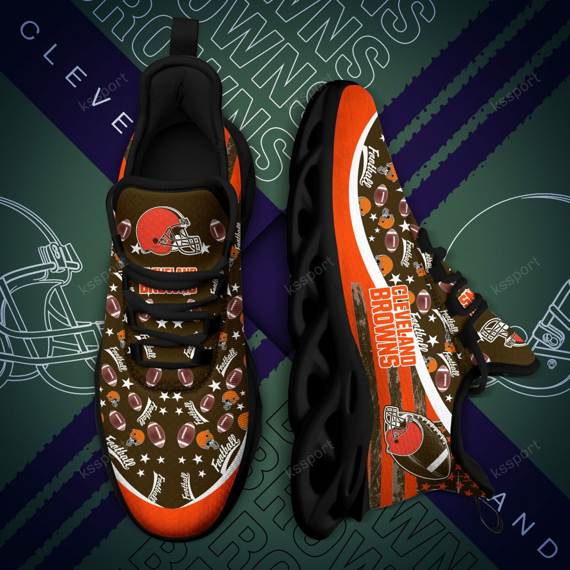 NFL Cleveland Browns Brown Orange Max Soul Shoes V4 NFL Cleveland Browns Brown Orange Max Soul Shoes V4