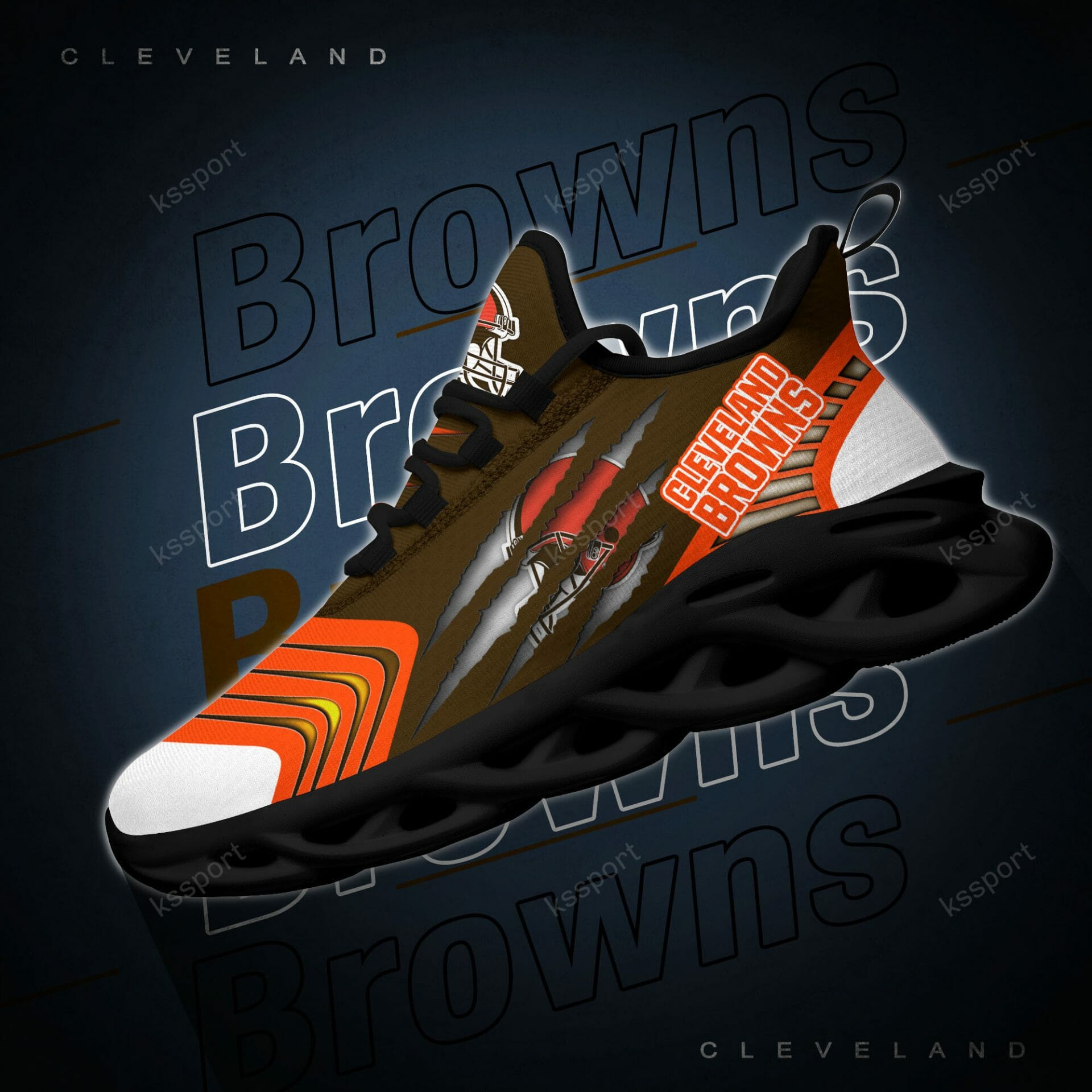 NFL Cleveland Browns Brown Orange Max Soul Shoes NFL Cleveland Browns Brown Orange Max Soul Shoes