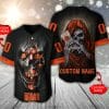NFL Cleveland Browns Custom Name Number Skull Baseball Jersey