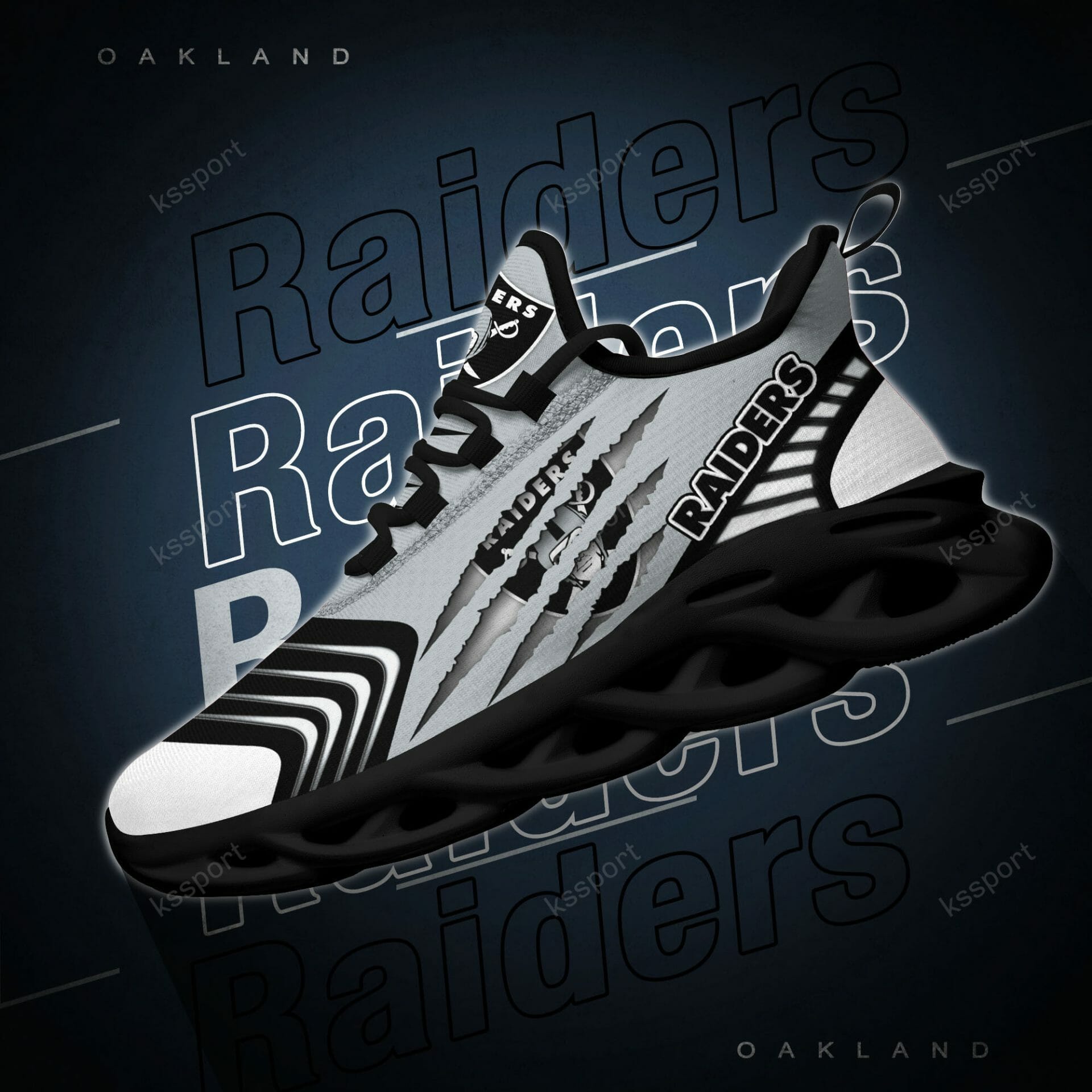 NFL Las Vegas Raiders Silver Black Max Soul Shoes V2 NFL Las Vegas Raiders Silver Black Max Soul Shoes V2