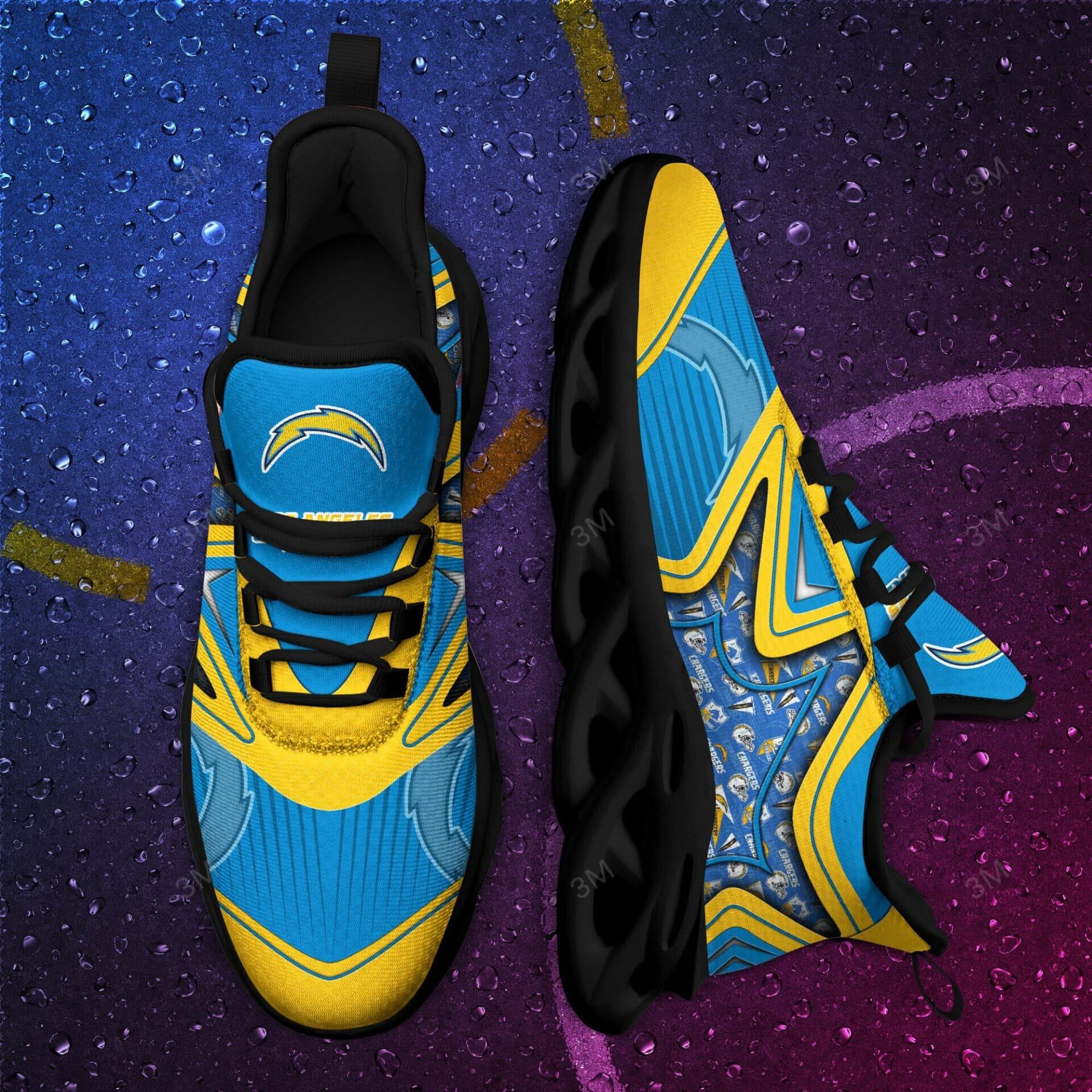 NFL Los Angeles Chargers Powder Blue Gold Max Soul Shoes V4 NFL Los Angeles Chargers Powder Blue Gold Max Soul Shoes V4