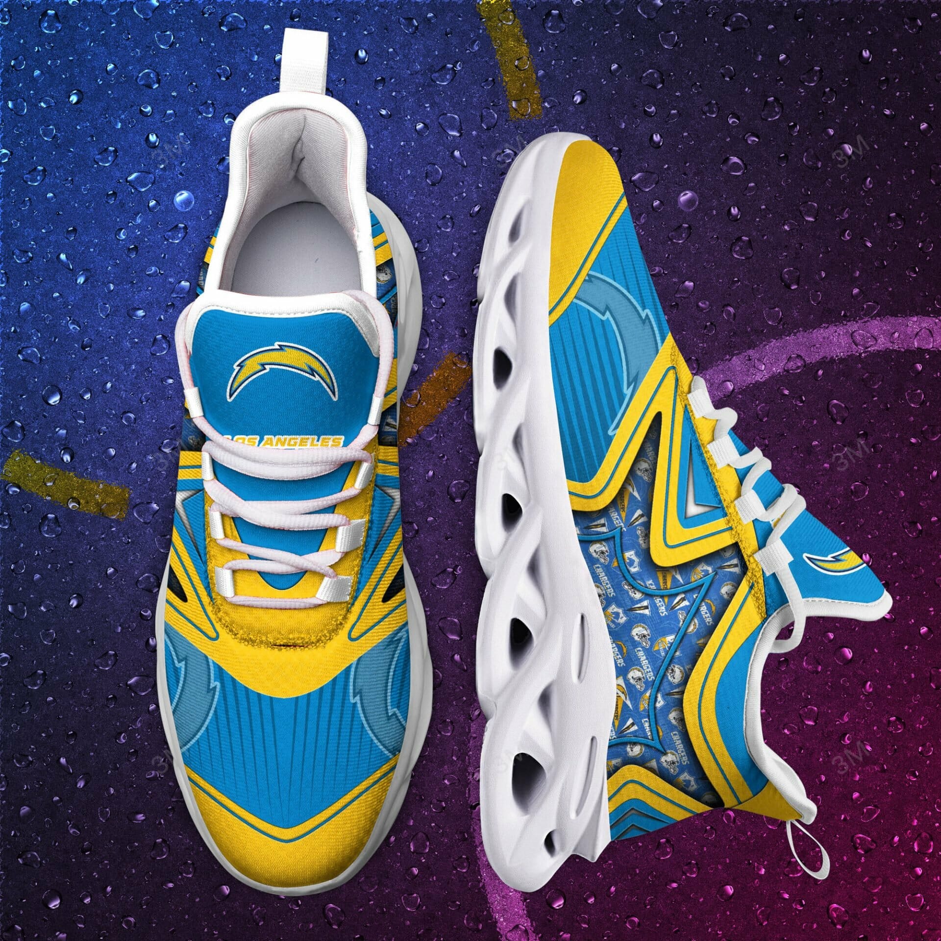 NFL Los Angeles Chargers Powder Blue Gold Max Soul Shoes V4 NFL Los Angeles Chargers Powder Blue Gold Max Soul Shoes V4
