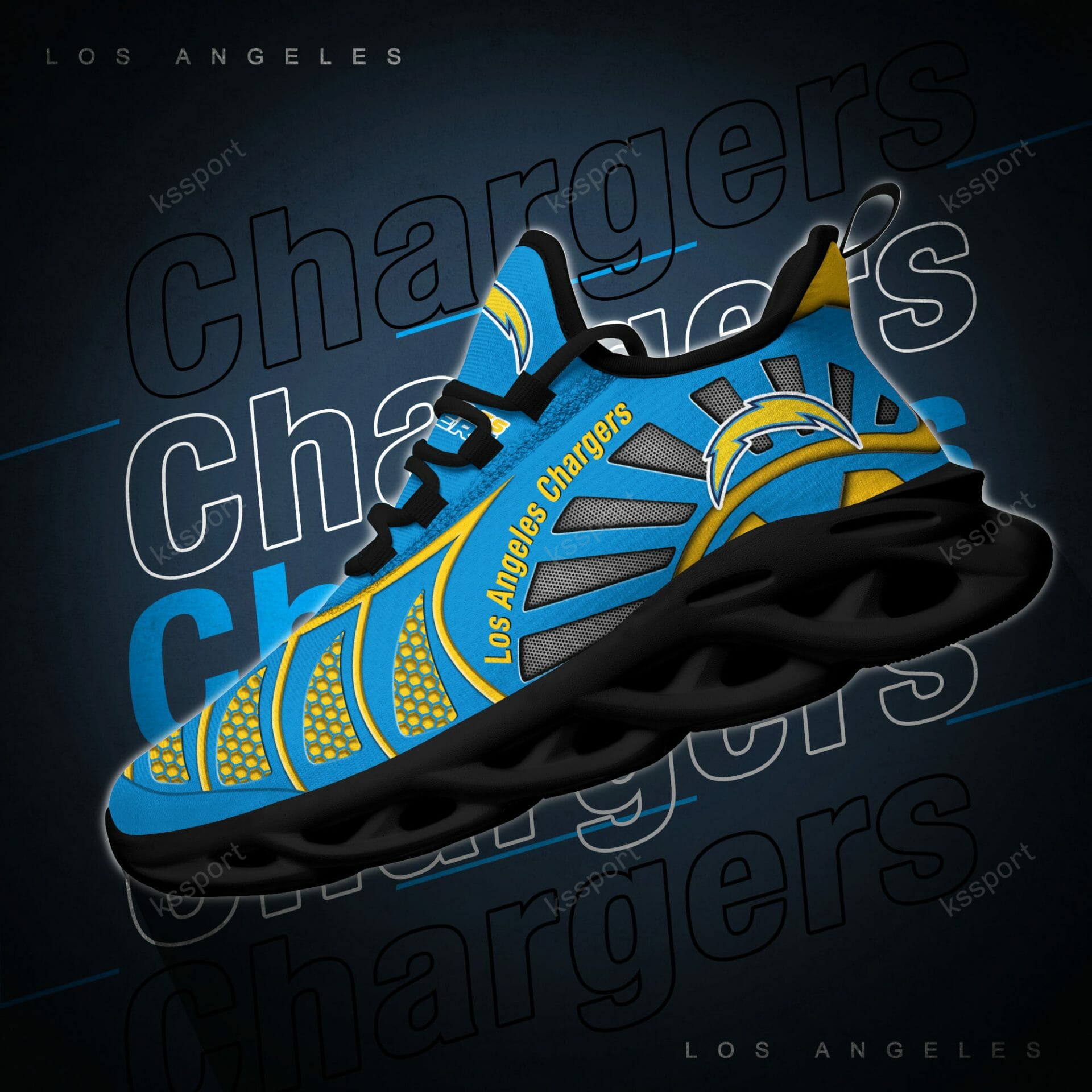 NFL Los Angeles Chargers Powder Blue Gold Max Soul Shoes V3 NFL Los Angeles Chargers Powder Blue Gold Max Soul Shoes V3