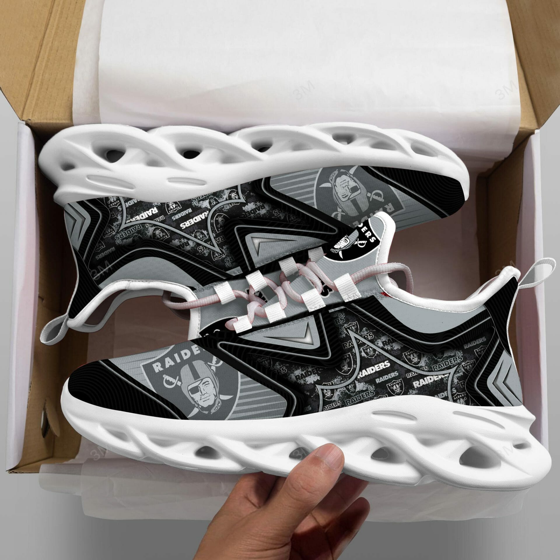 NFL Las Vegas Raiders Silver Black Max Soul Shoes V3 NFL Las Vegas Raiders Silver Black Max Soul Shoes V3