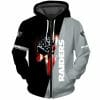 NFL Las Vegas Raiders Punisher Skull Silver Black Zip Up Hoodie