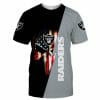 NFL Las Vegas Raiders Punisher Skull Silver Black T-Shirt