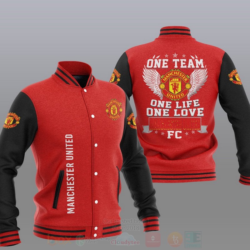 Manchester United Red Black One Team Baseball Jacket