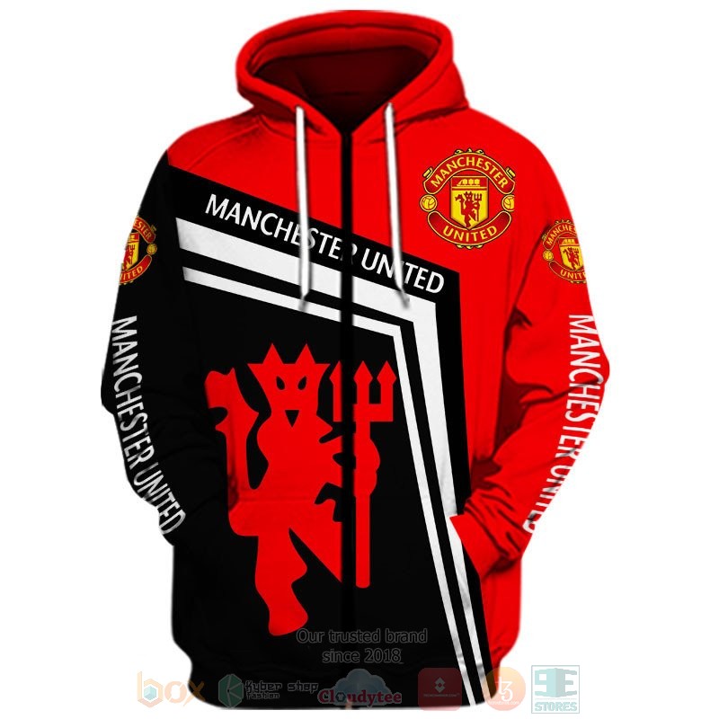 Manchester United Red Black Zip Up Hoodie V5