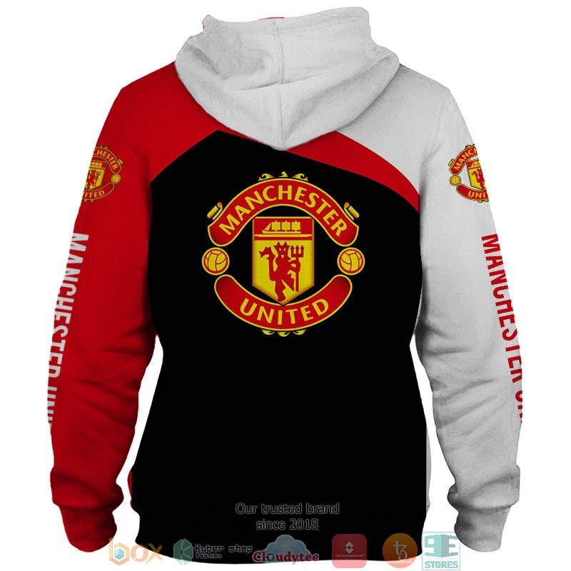 Manchester United Custom Name Black Red Pullover Hoodie V7 Manchester United Custom Name Black Red Pullover Hoodie V7