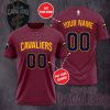 NBA Cleveland Cavaliers Custom Name Number Wine Gold T-Shirt