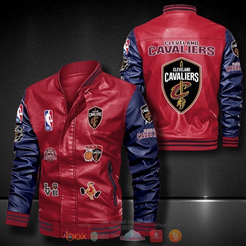 NBA Cleveland Cavaliers Red Navy Blue Logo Team Leather Bomber Jacket NBA Cleveland Cavaliers Red Navy Blue Logo Team Leather Bomber Jacket