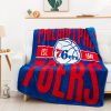 NBA Philadelphia 76ers Blue Red Fleece Blanket V2