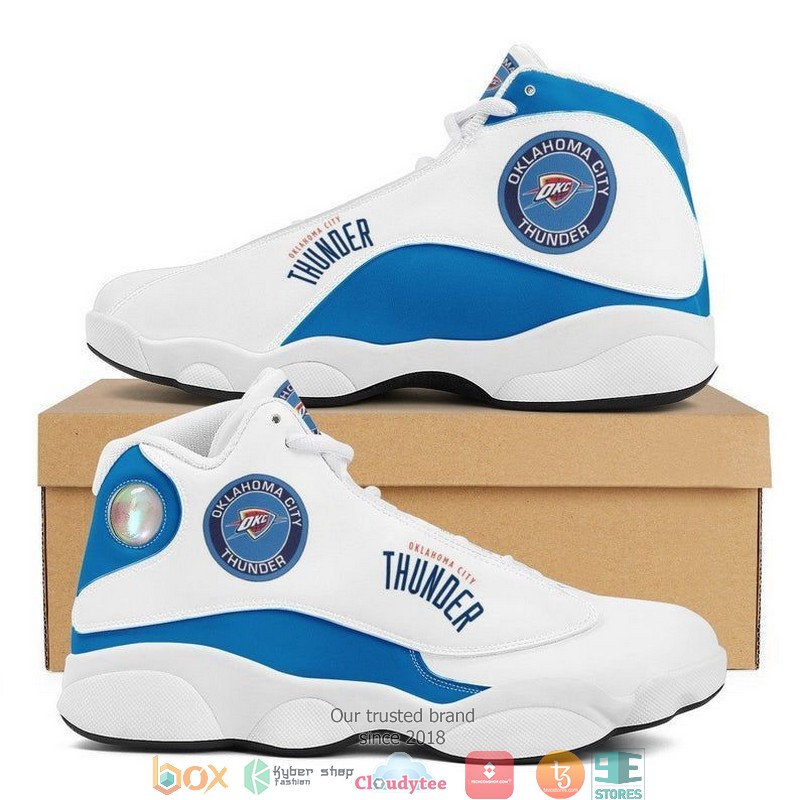 NBA Oklahoma City Thunder White Blue Air Jordan 13 Shoes NBA Oklahoma City Thunder White Blue Air Jordan 13 Shoes