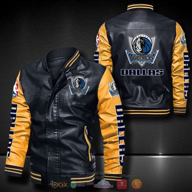 NBA Dallas Mavericks Black Yellow Leather Bomber Jacket NBA Dallas Mavericks Black Yellow Leather Bomber Jacket
