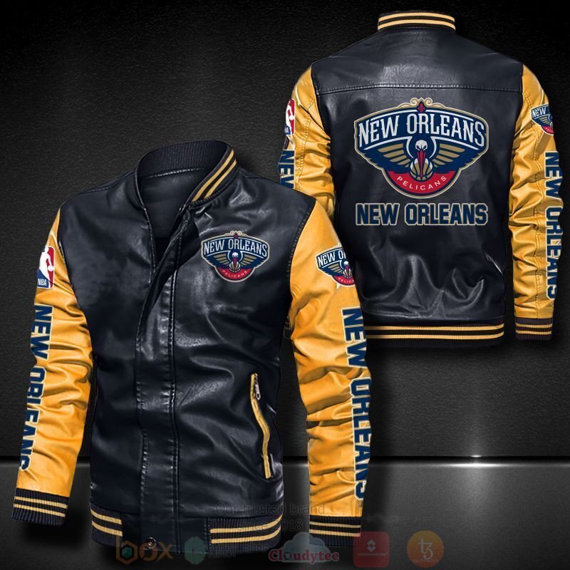 NBA New Orleans Pelicans Black Yellow Leather Bomber Jacket NBA New Orleans Pelicans Black Yellow Leather Bomber Jacket