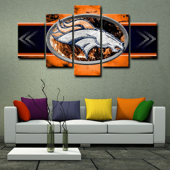 NFL Denver Broncos Logo 5 Panel Canvas
