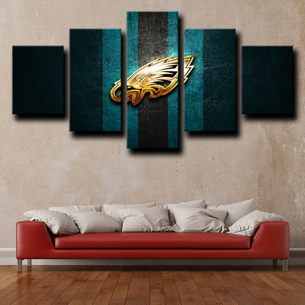 NFL Philadelphia Eagles Logo Gold 5 Panel Canvas